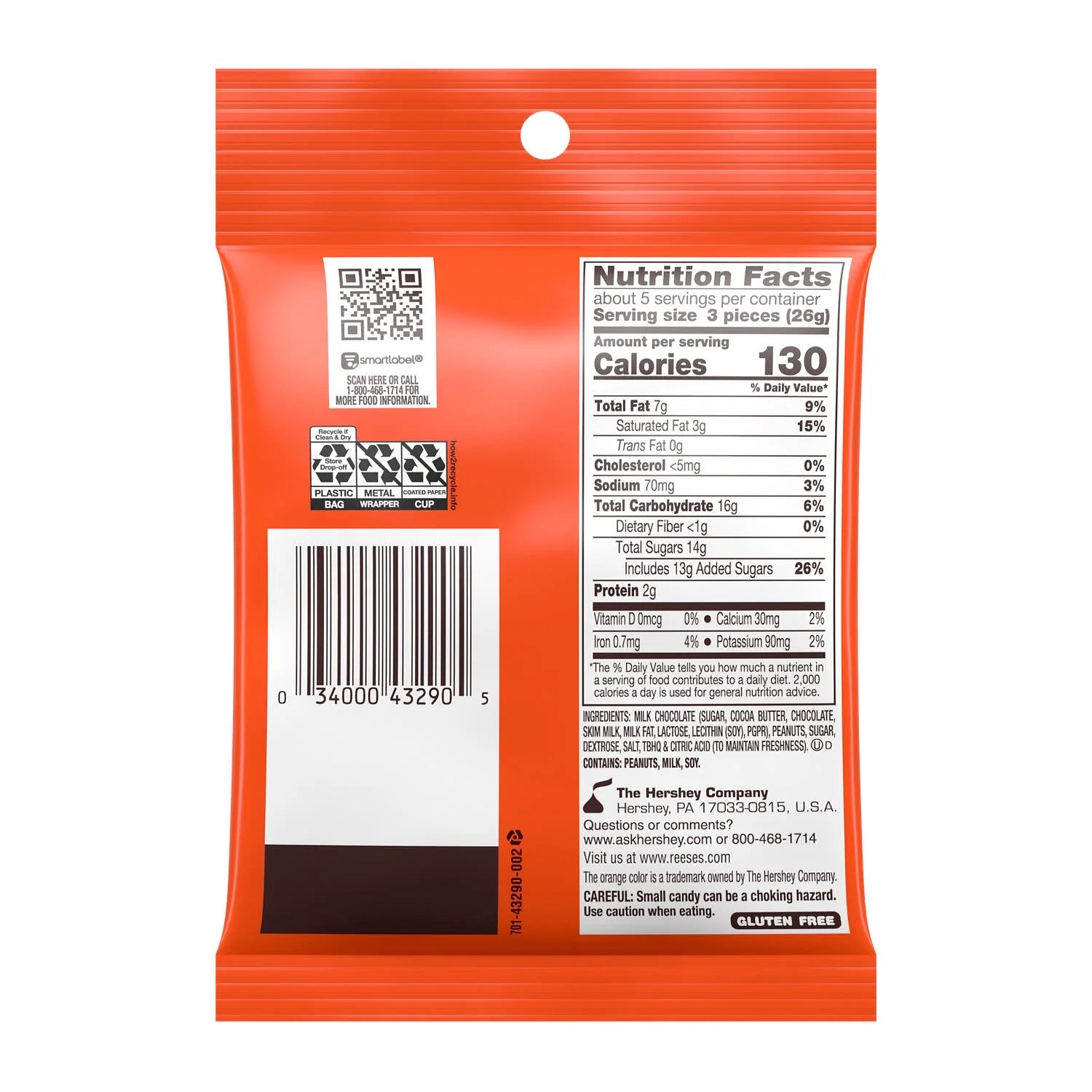 Reese's Miniatures Milk Chocolate Peanut Butter Cups Candy, Bag 4.65 oz