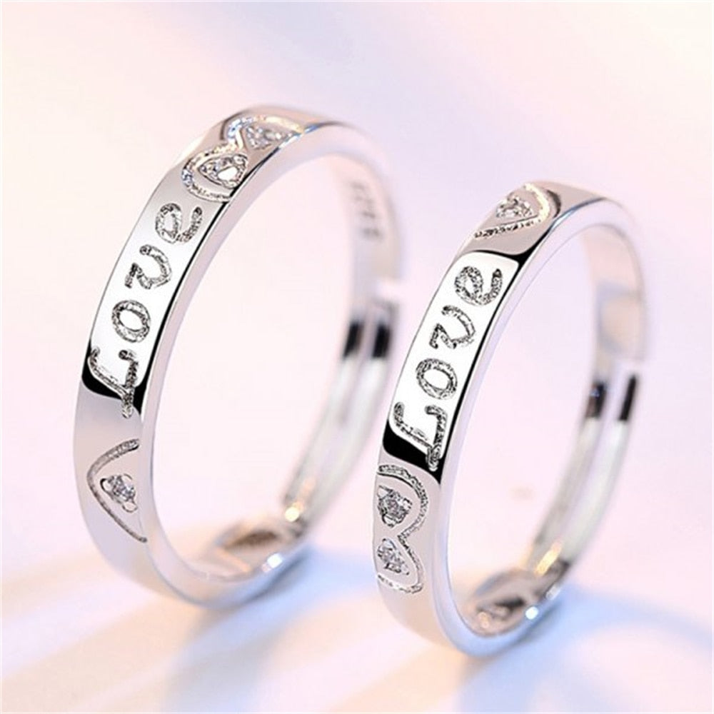 2Pcs Luxury Zircon Heart Couple Ring