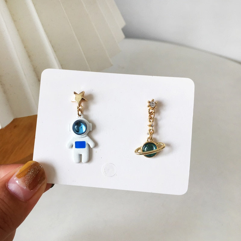 Animal Cat Cherry Blossoms Asymmetrical Earring Party Kitten Jewelry Gifts