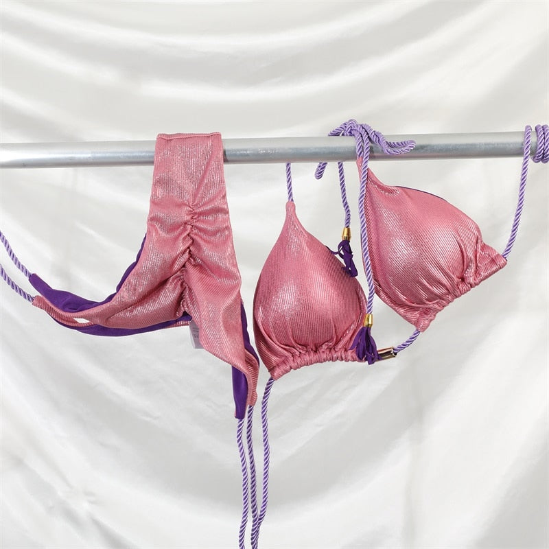 Miyouj Thong Bikini Set 2022 Blue Color Swimsuit Woman Sexy Bathing Suits Two Piece Bikinis Triangle Bandage Female Beachwear