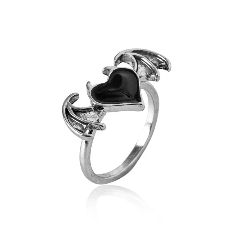 Romantic Angel and Demon Wings Couple Ring