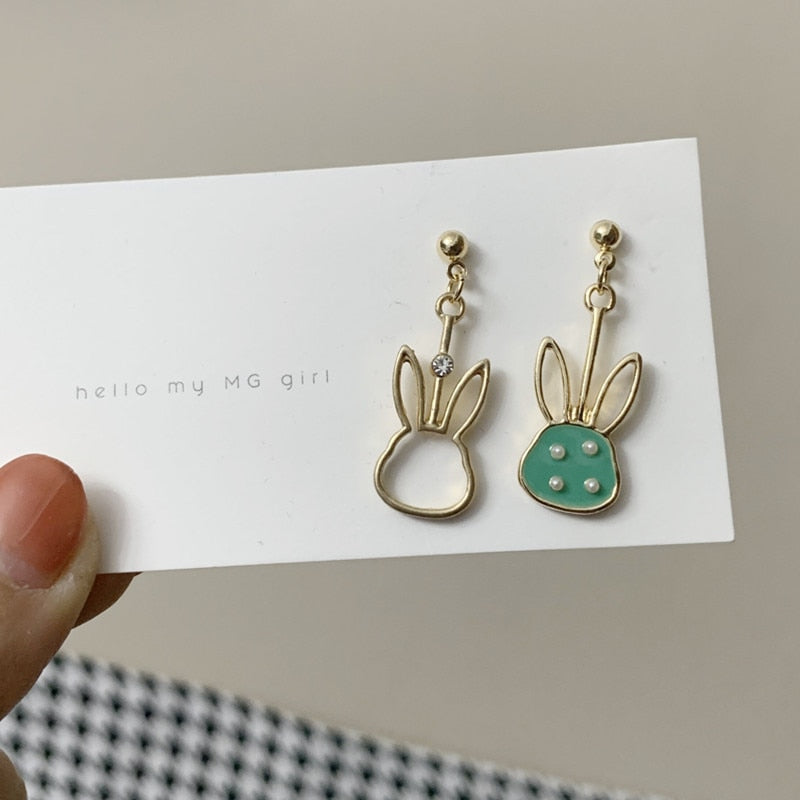 Animal Cat Cherry Blossoms Asymmetrical Earring Party Kitten Jewelry Gifts