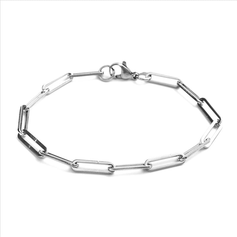 1PC 4mm Stainless Steel Link Cable Chain Oval Bracelet