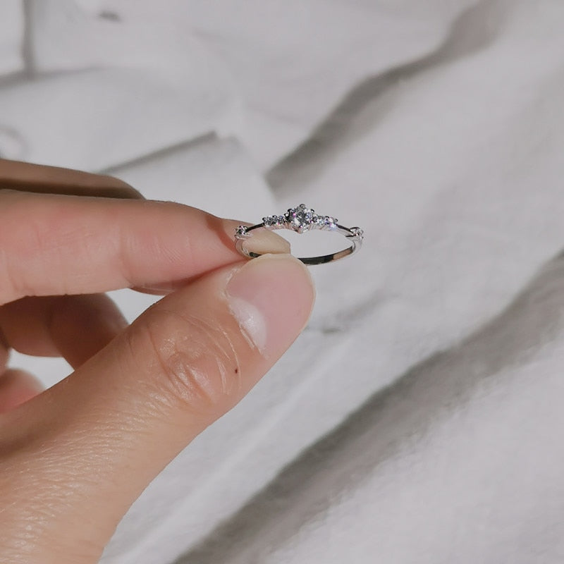 925 Sterling Silver 14K Gold Plating Pavé Crystal Exquisite Ring