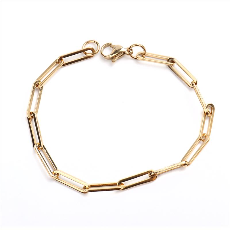 1PC 4mm Stainless Steel Link Cable Chain Oval Bracelet