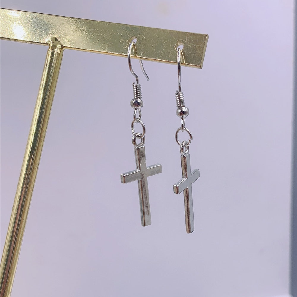 Fashion Cross Pendant Cartilage Drop Dangle Earrings