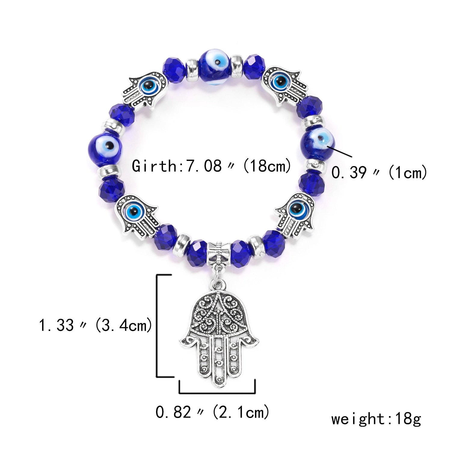Classic Blue Evil Eyes Palm Butterfly Pendant Bracelet