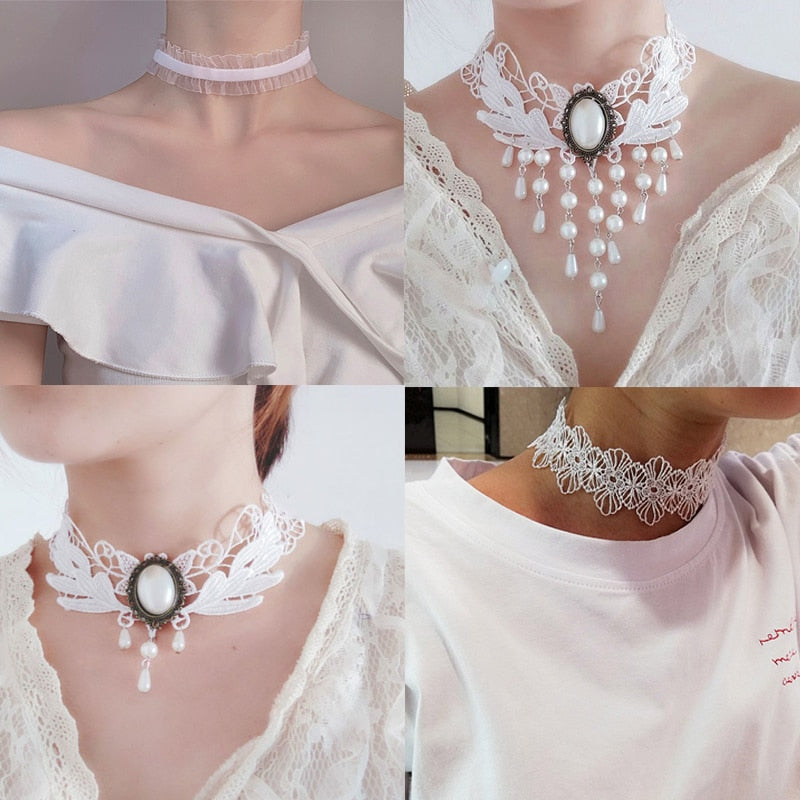 Gothic Classic White Collar Vintage Choker Necklace