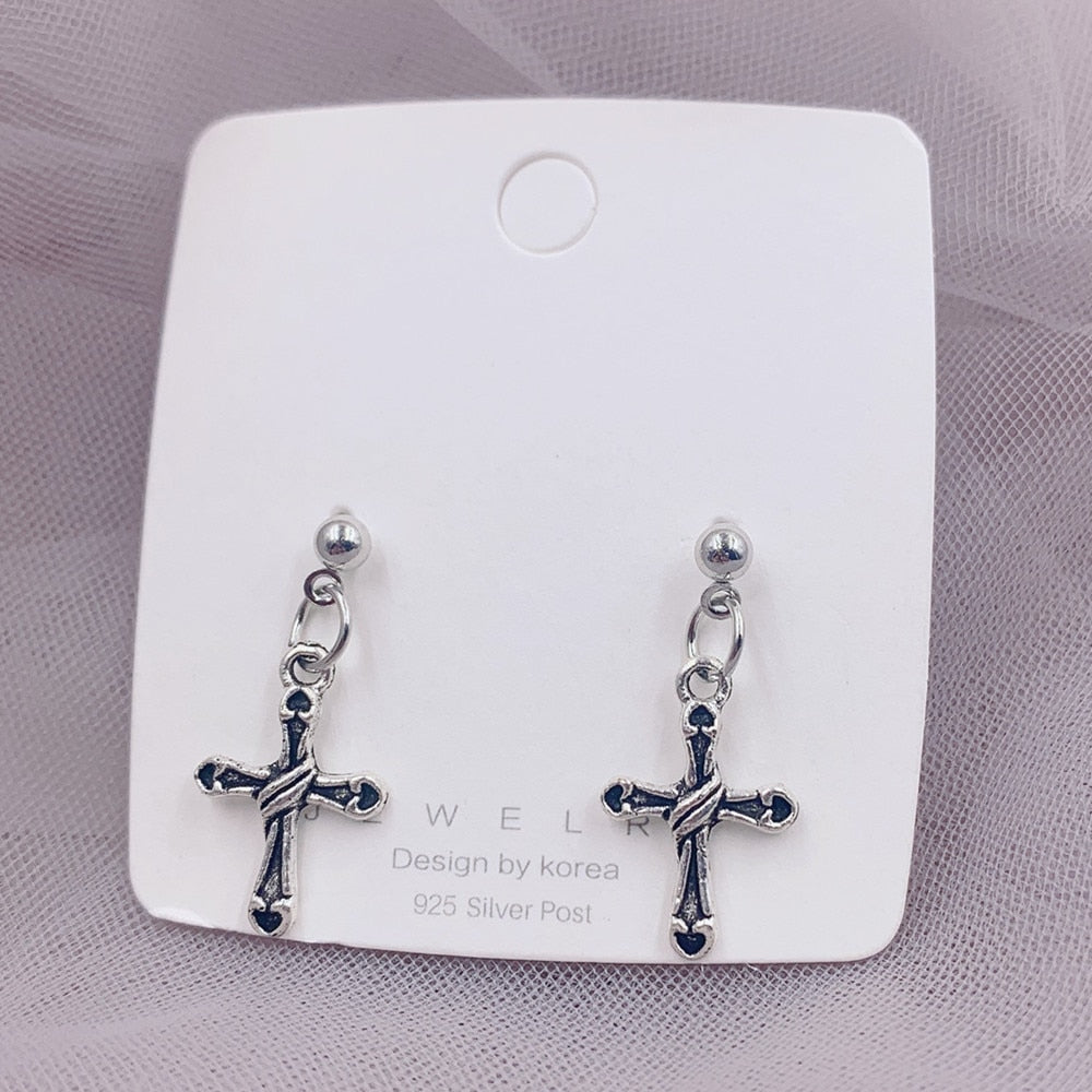 Fashion Cross Pendant Cartilage Drop Dangle Earrings