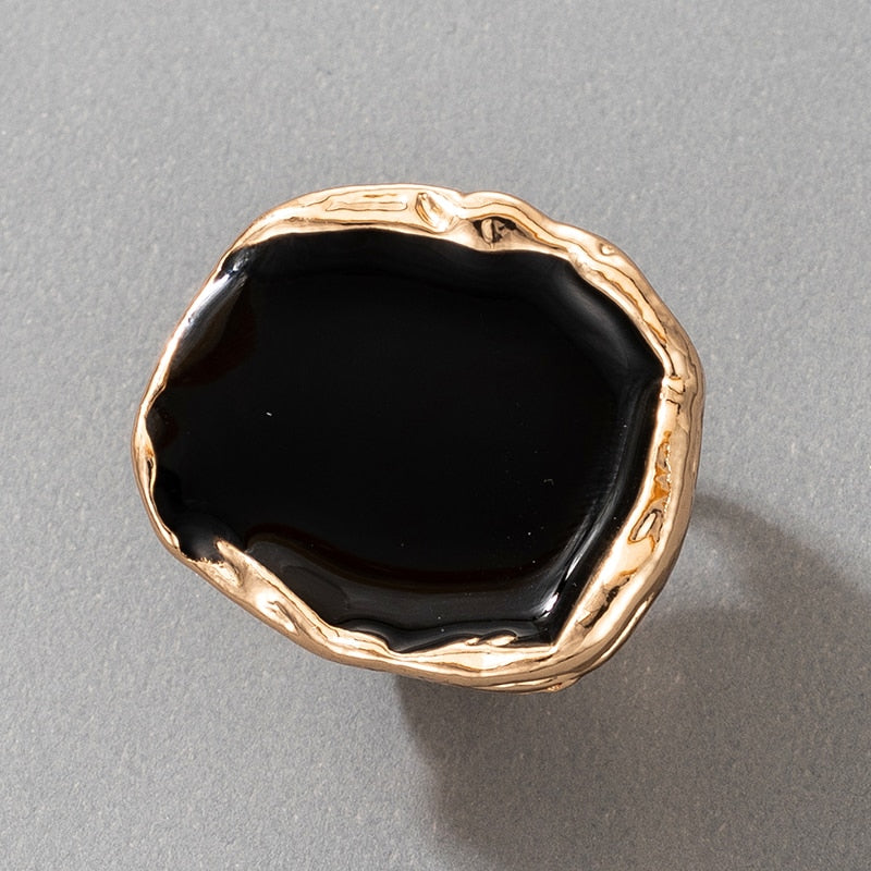 Tocona Bohemian Black Stone Gold Ring for Women