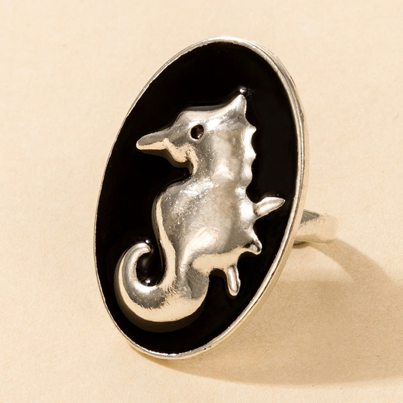 Tocona Bohemian Black Stone Gold Ring for Women