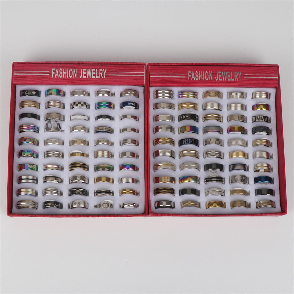Wholesale Bulk 50pcs/Lot Mens Stainless Steel Rings