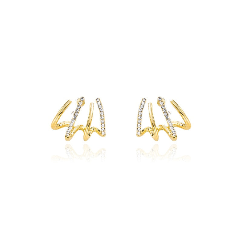 shiny crystal small Geometric metal Earrings