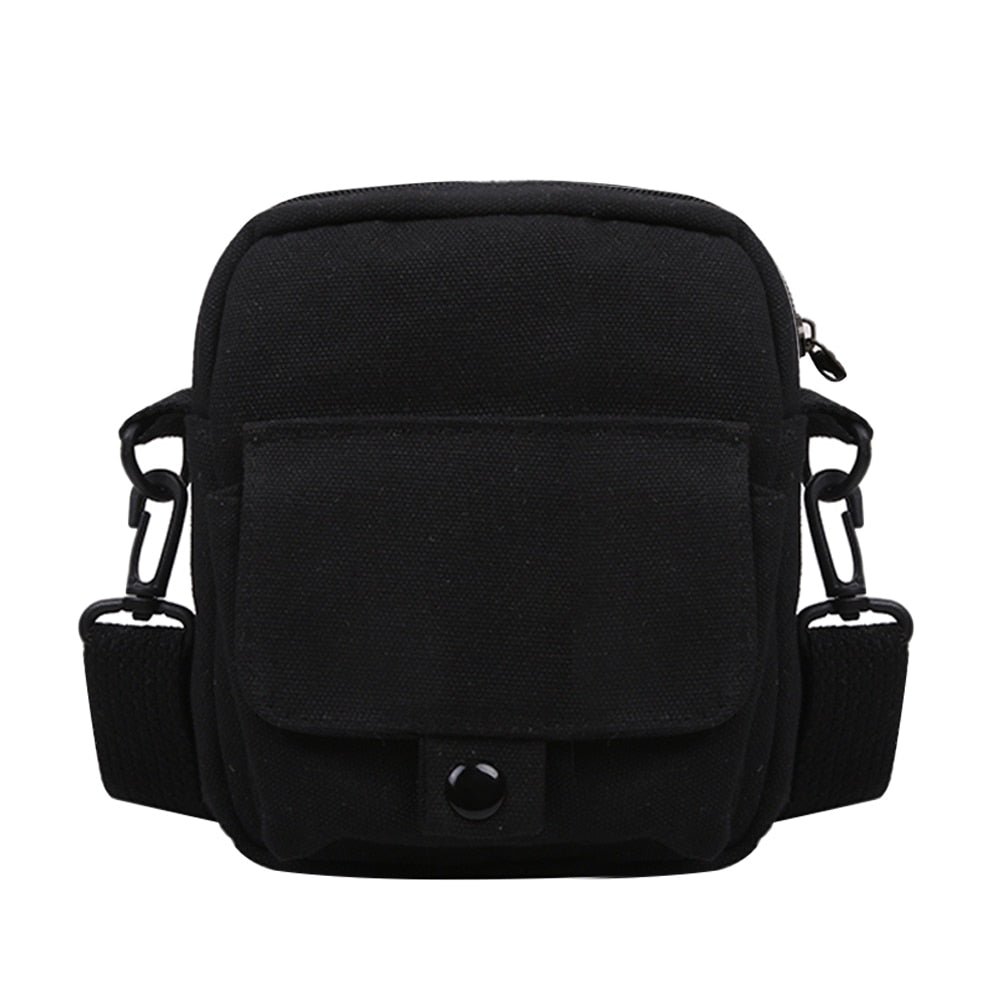 Fashion Women Canvas Solid Color Zipper Small Crossbody Pouch