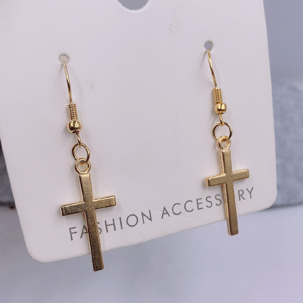 Fashion Cross Pendant Cartilage Drop Dangle Earrings