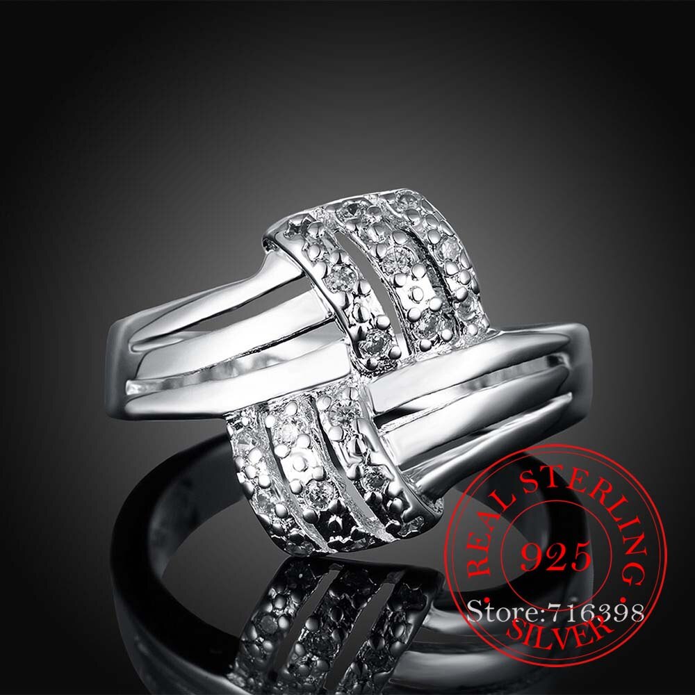 925 Sterling Silver Jewelry Vintage AAA+ Zircon Ring