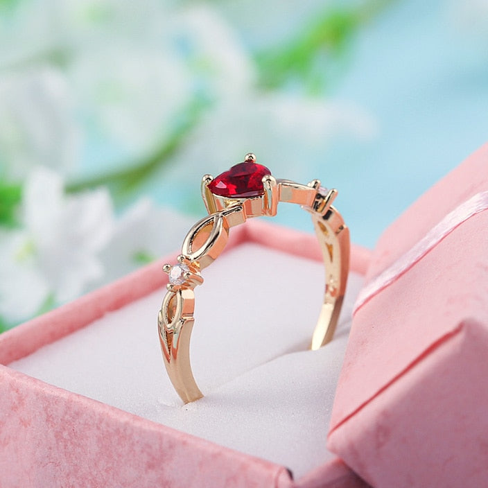 Huitan Simple Heart Ring For Women Female Cute Finger Ring