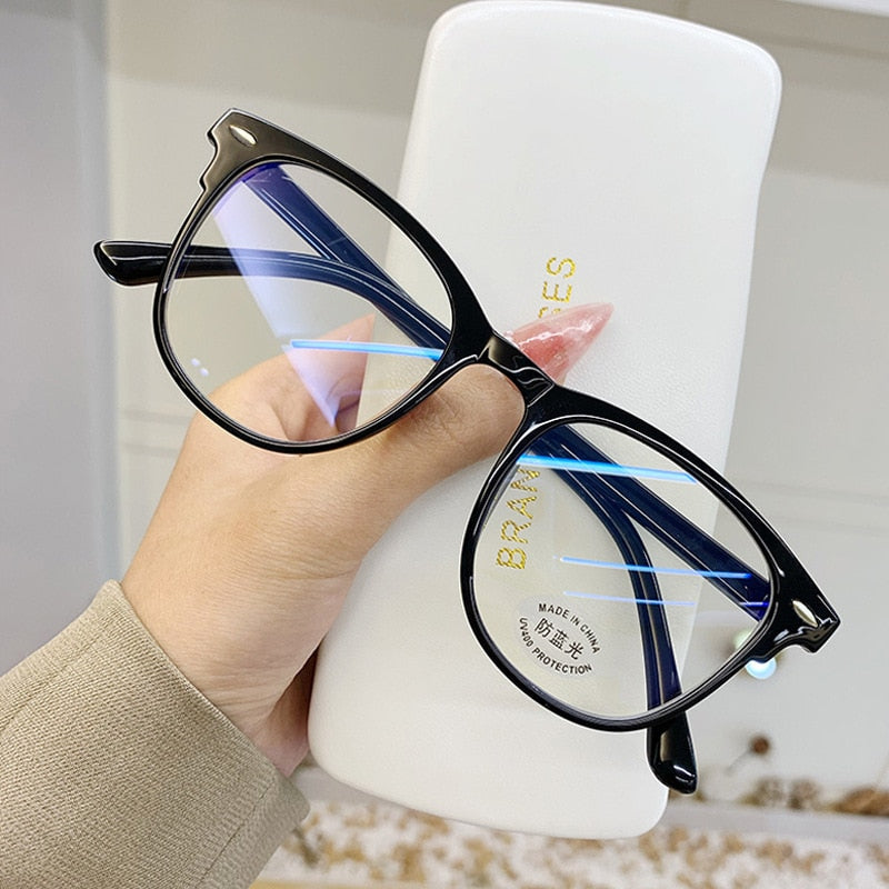 Transparent Computer Glasses Frame Women Men Anti Blue Light Round Eyewear