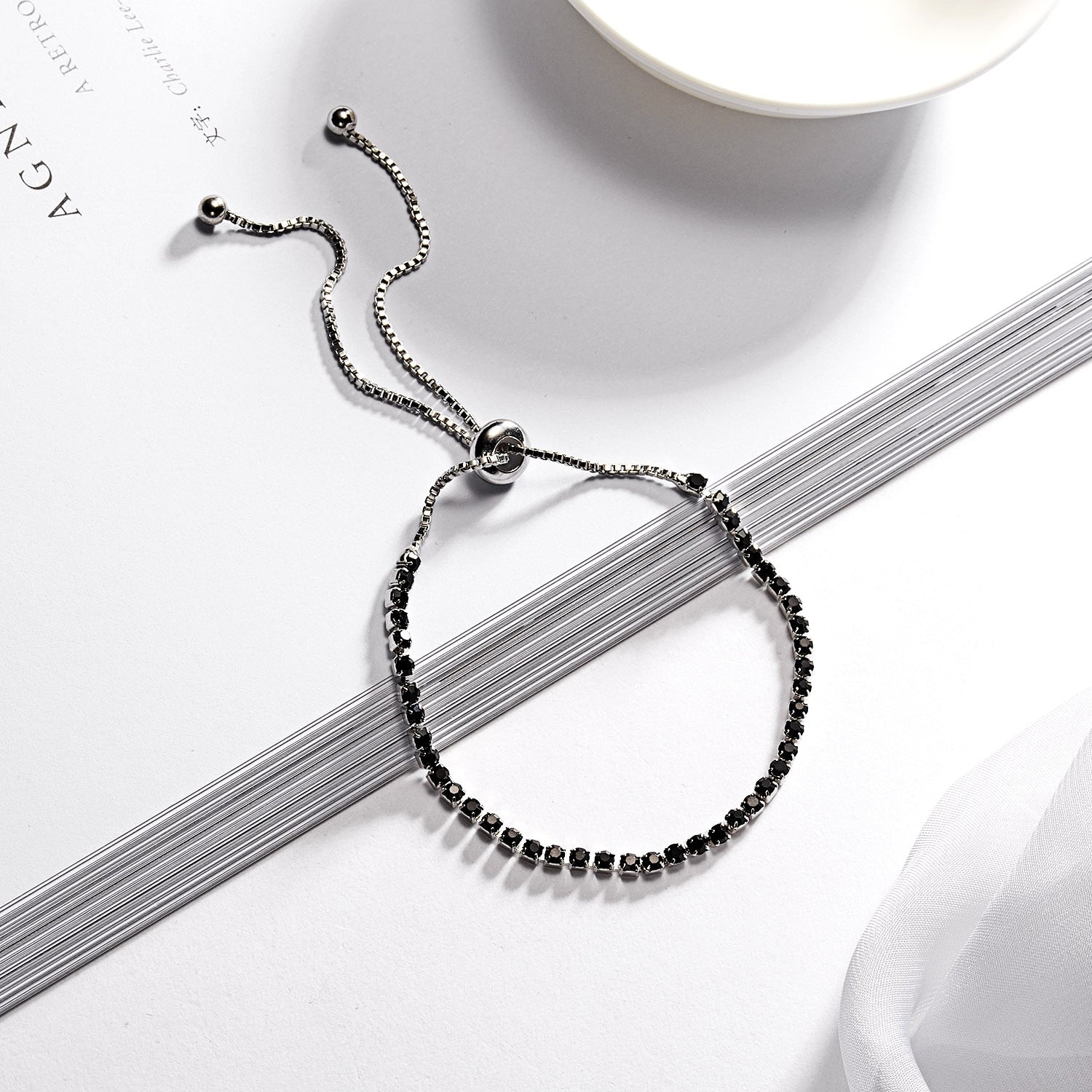 Trendy Elegant Shiny Zirconia Adjustable Chain Bracelet