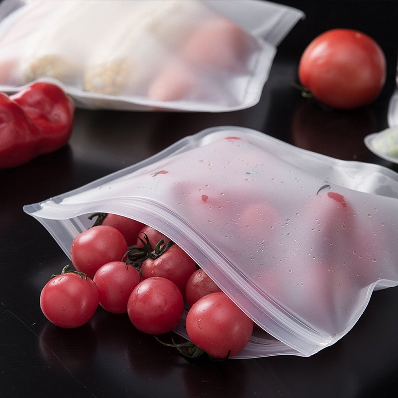 5 Pcs Silicone Reusable Food Storage Ziplock Bag