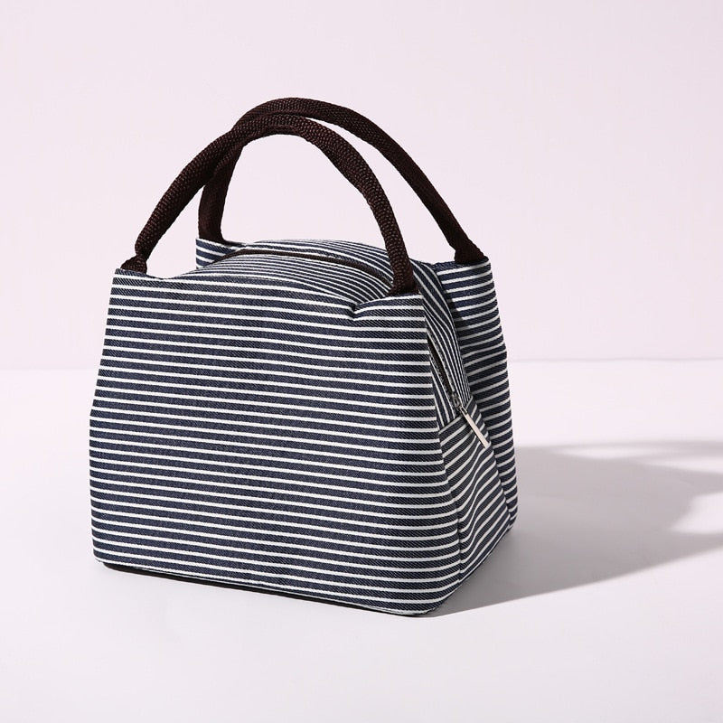 Fresh Cooler Bag Thermal Waterproof Nylon Portable Zipper Closed Oxford Lunch Bags For Women Convenient Lunch Box Tote Food Bags