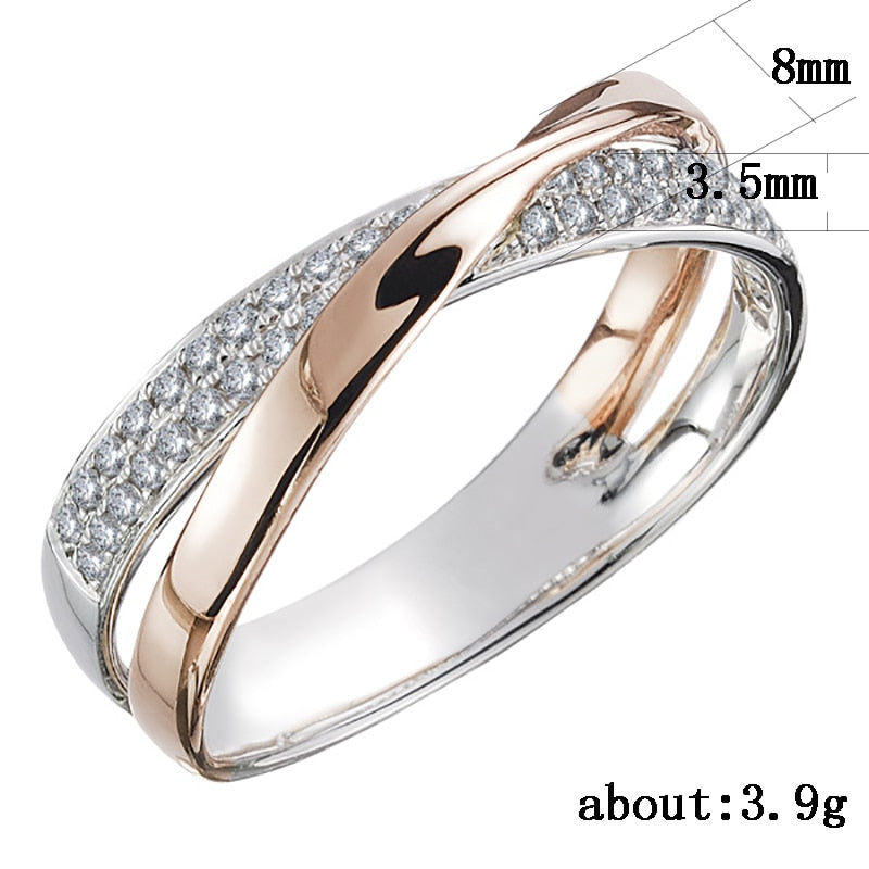 Huitan Newest Fresh Two Tone X Shape Cross Ring