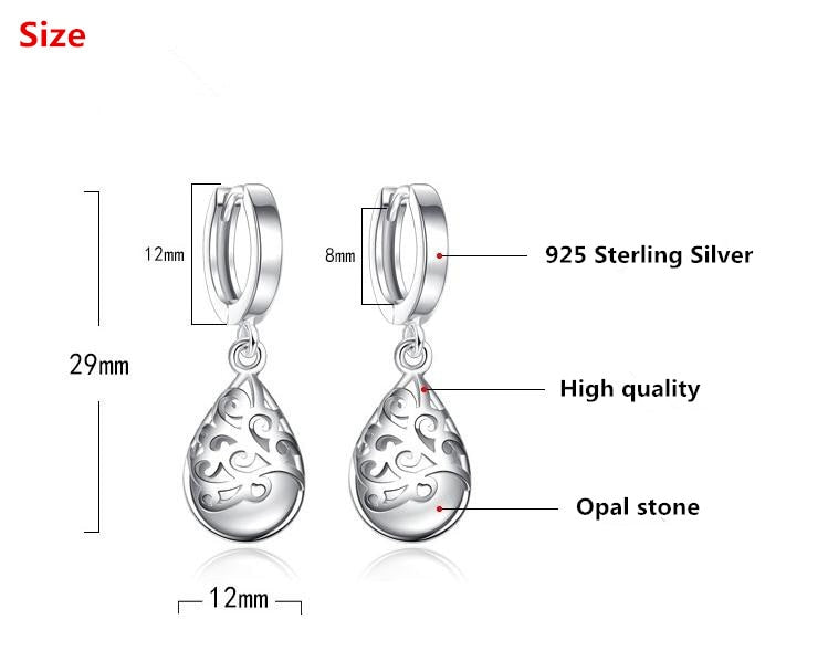 Trendy Opal Stone Flower Sterling Silver Earrings