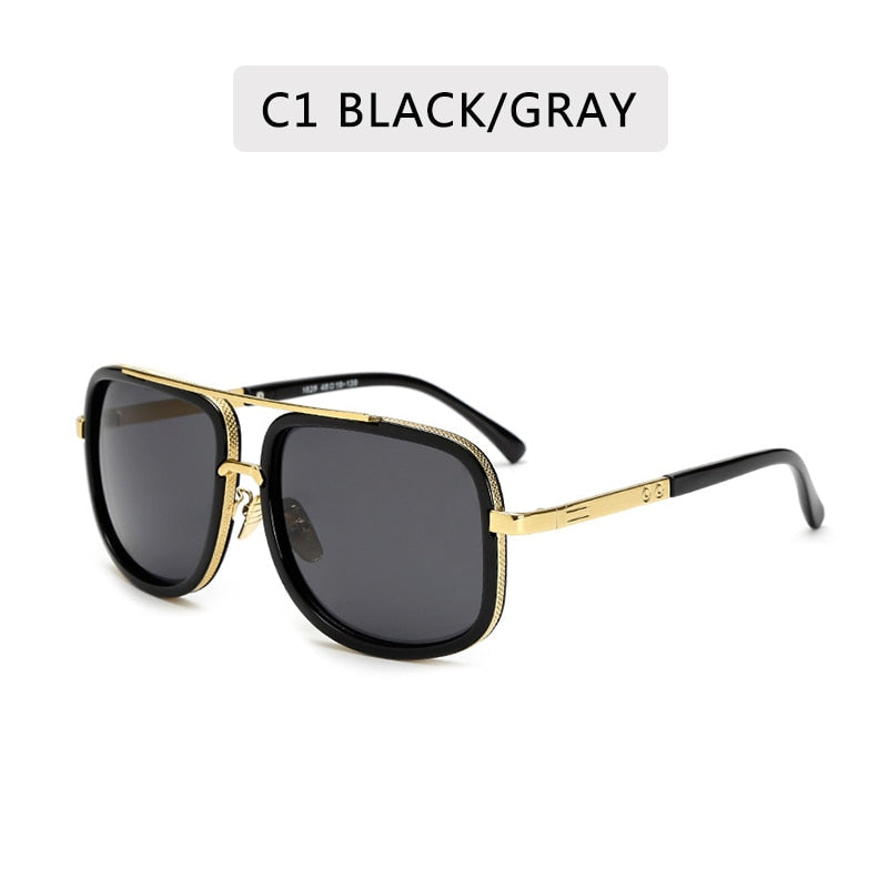 Big Frame Square Metal Sun Glasses