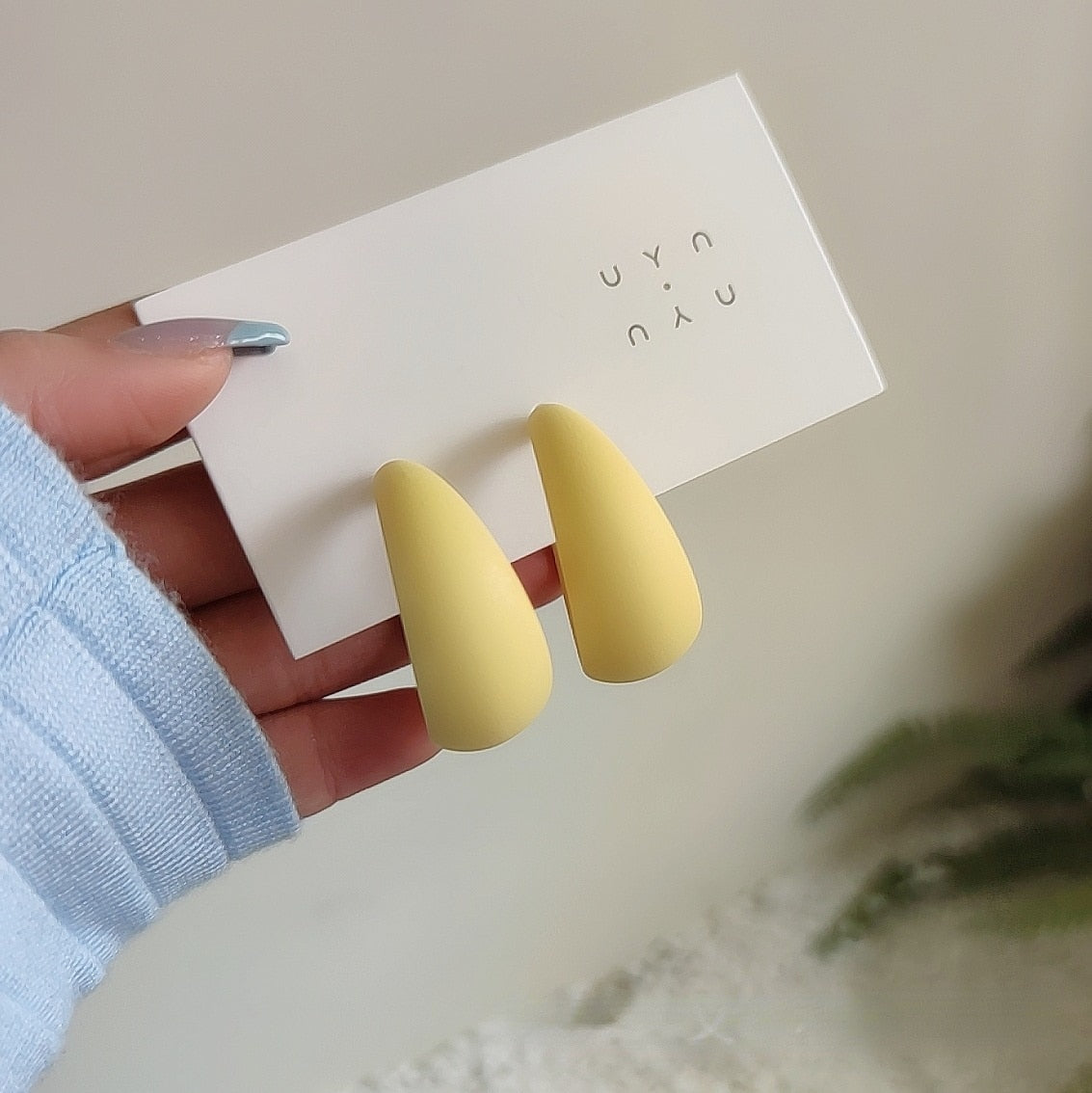 Korean style candy colors C-shaped earrings