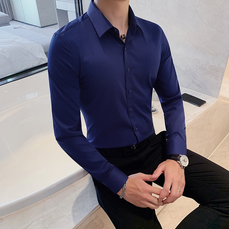 British Style Long Sleeve Formal Wear Shirt Men