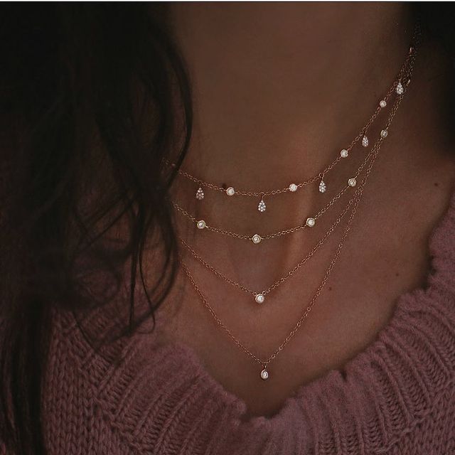 New Fashion Gold Crystal Stars Pendant Necklace