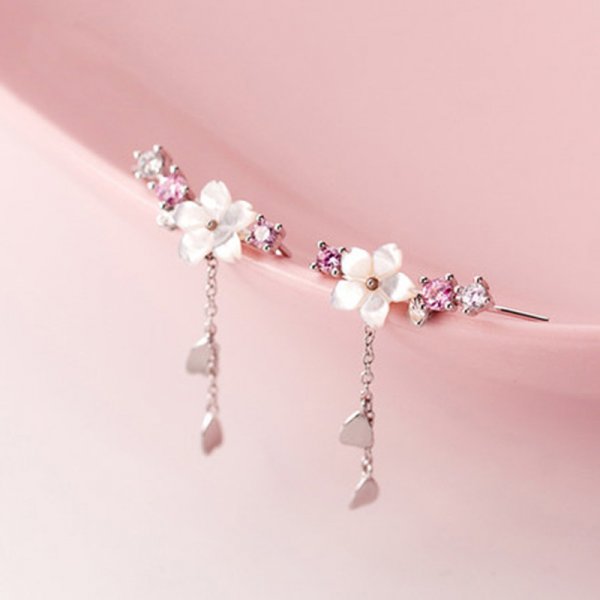 Korea Flower Crystal Temperament Geometric Shiny Zircon Earrings