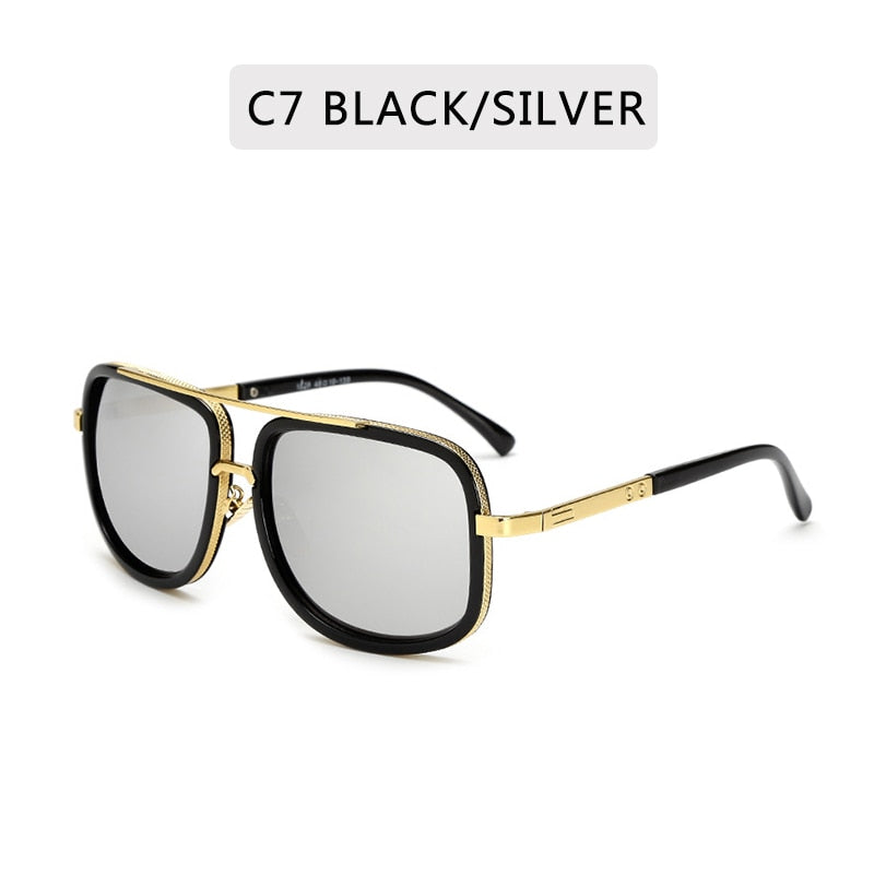 Big Frame Square Metal Sun Glasses