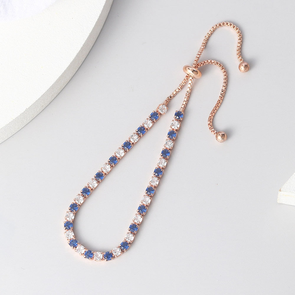 ZHOUYANG Simple Blue Round Zircon Bracelet