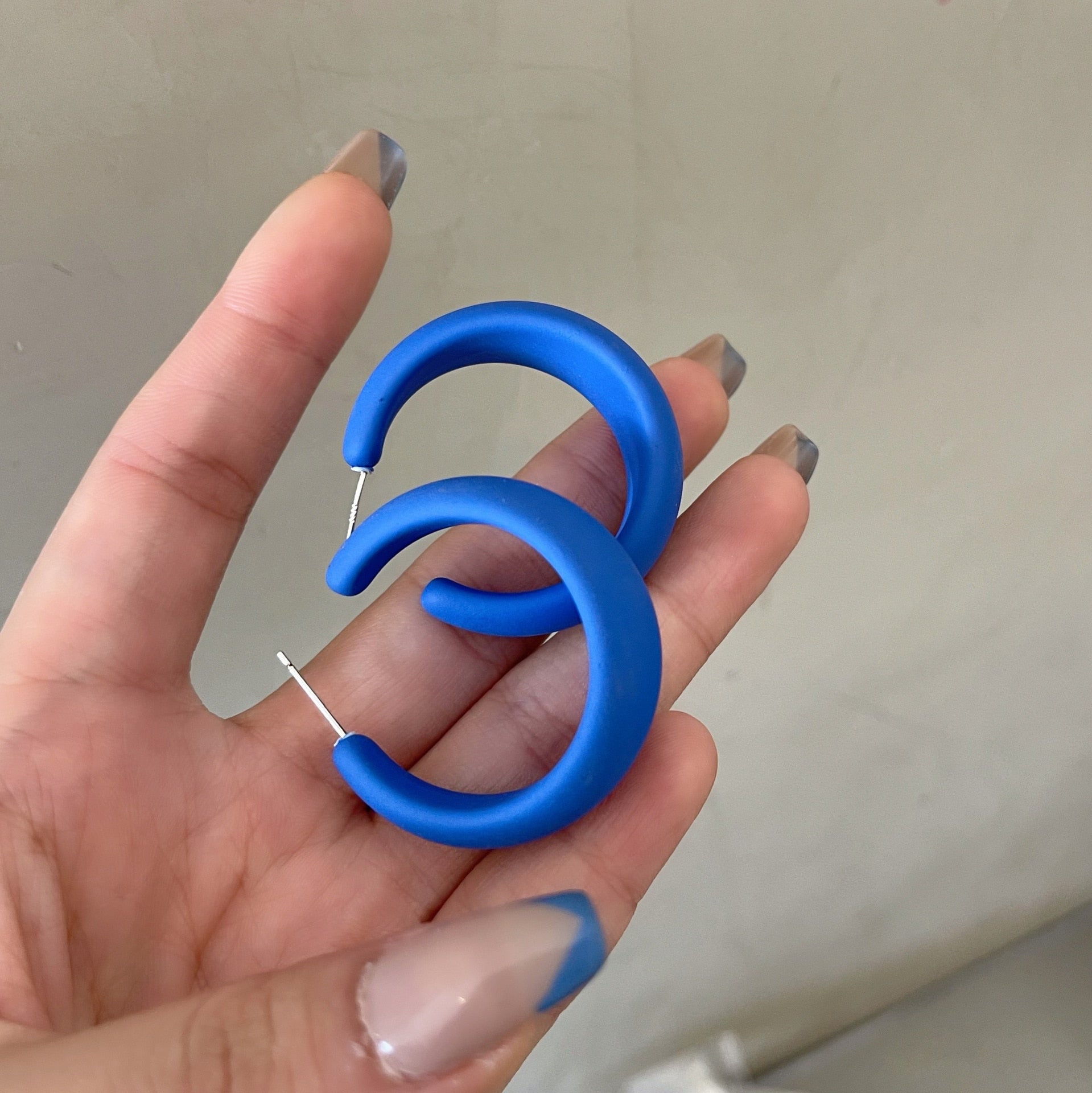 Korean style candy colors C-shaped earrings