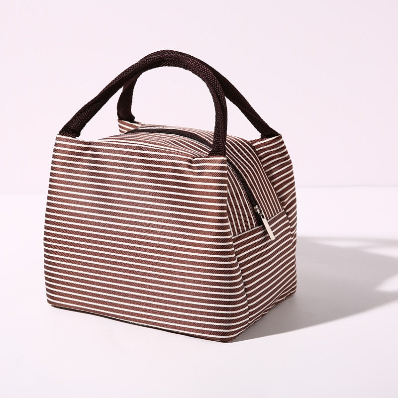 Fresh Cooler Bag Thermal Waterproof Nylon Portable Zipper Closed Oxford Lunch Bags For Women Convenient Lunch Box Tote Food Bags