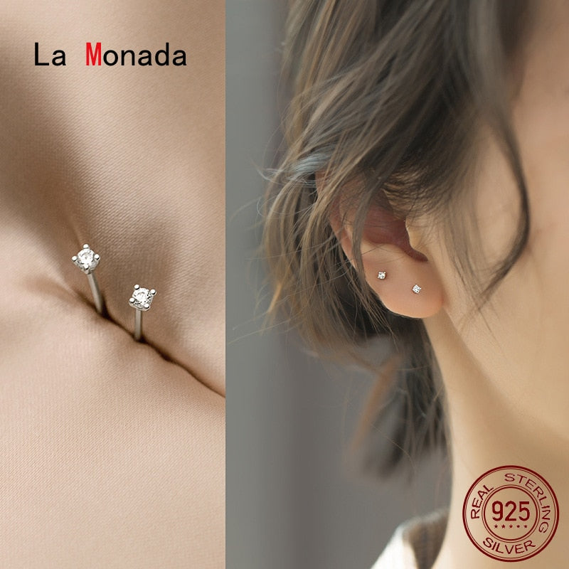 La Monada Zircon Studs 925 Sterling Silver Earrings