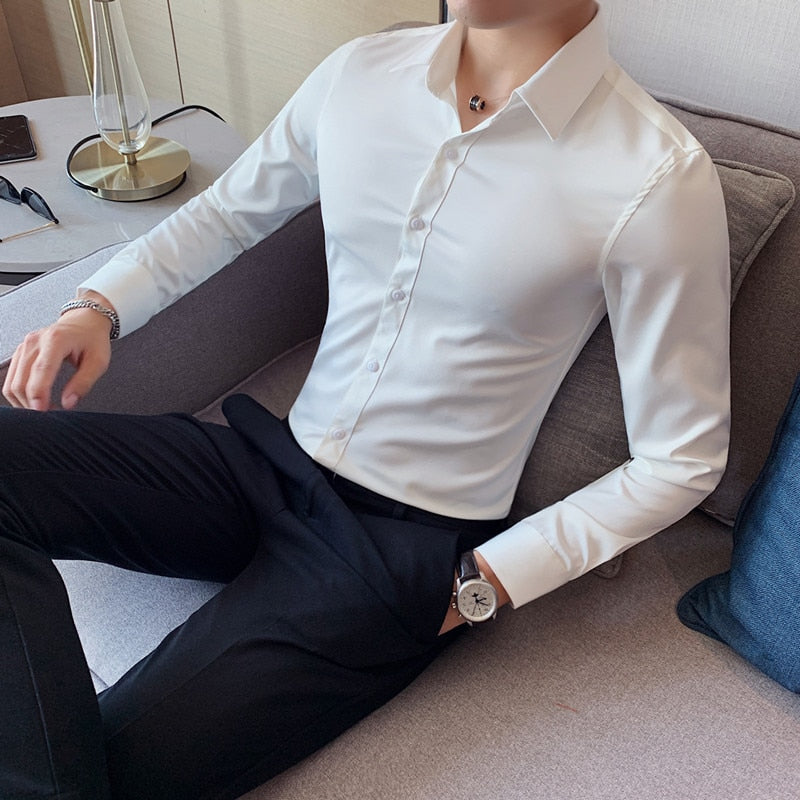 British Style Long Sleeve Formal Wear Shirt Men