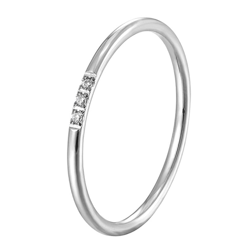 1mm stainless steel Cubic Zirconia Thin Finger Ring