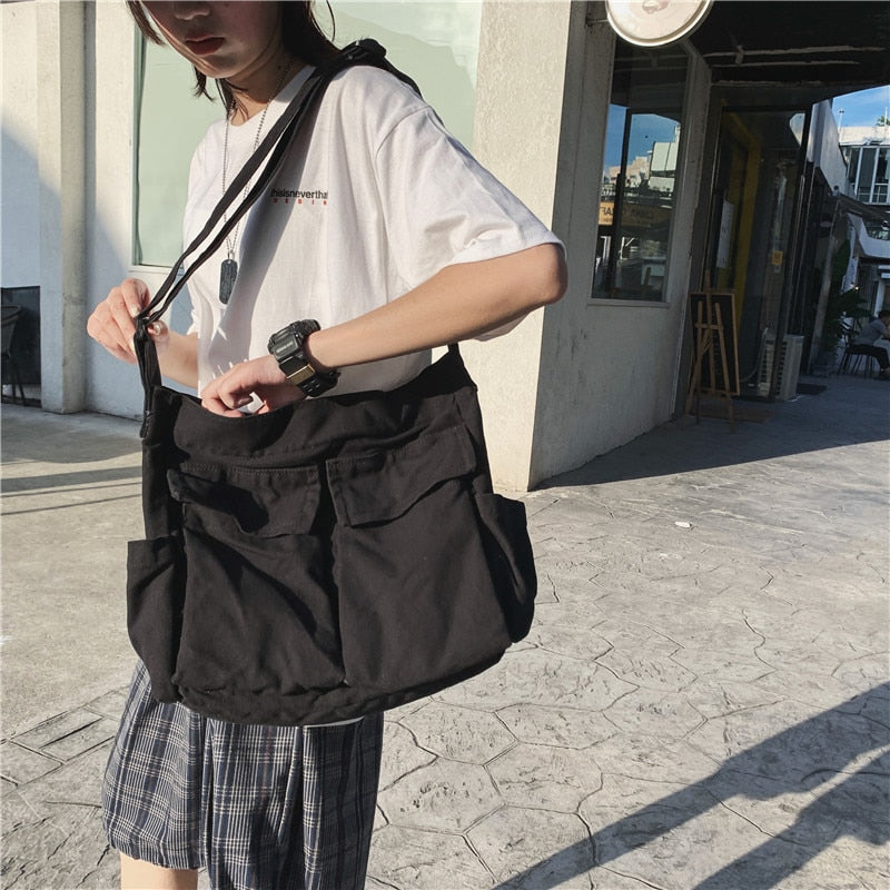Solid Large Capacity Casual Canvas Bag