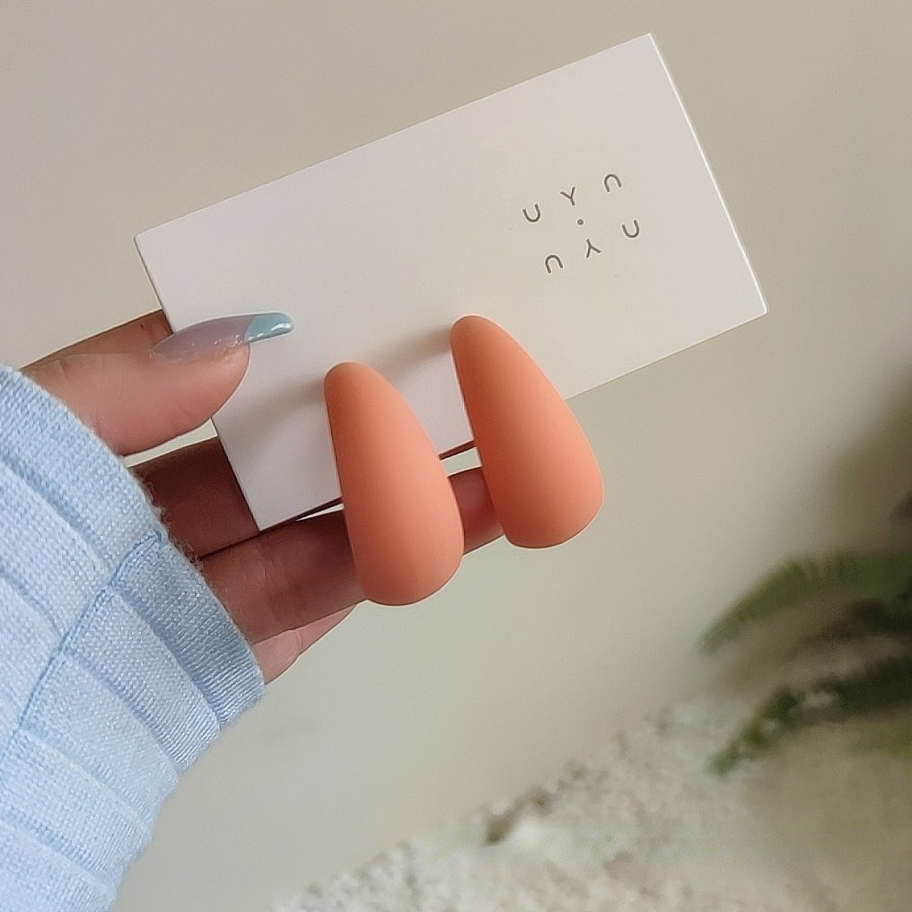 Korean style candy colors C-shaped earrings