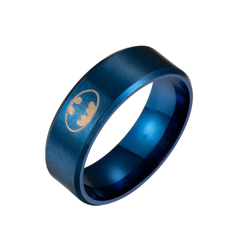 Fashion Laser Logo Bat Rings Stainless Steel for Men