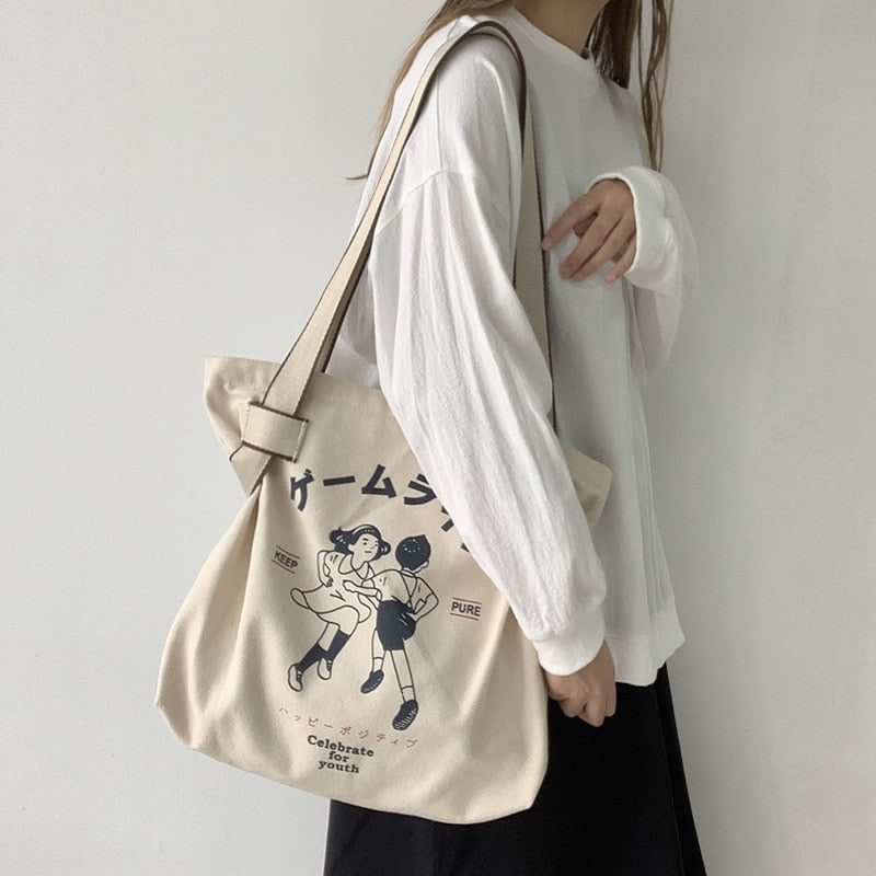 Japanese Style Retro Canvas Tote Bag