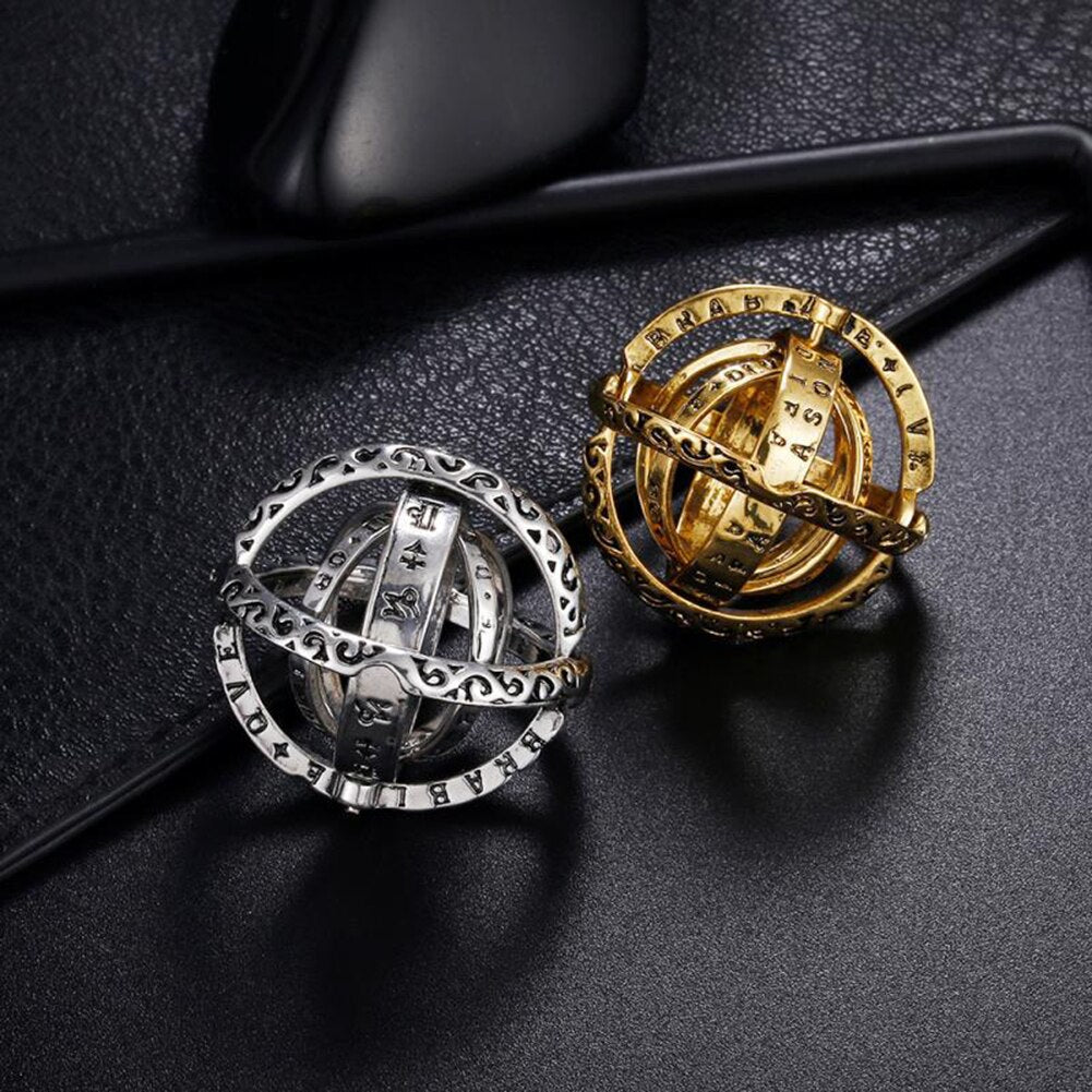 Gold Astronomical Creative Complex Rotating Cosmic letter Finger ring