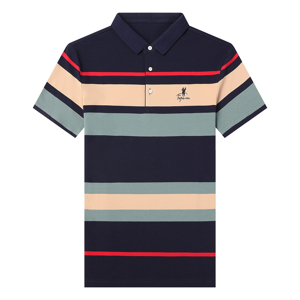 Striped Embroidery Men Designer Polo Shirt With Short Sleeve