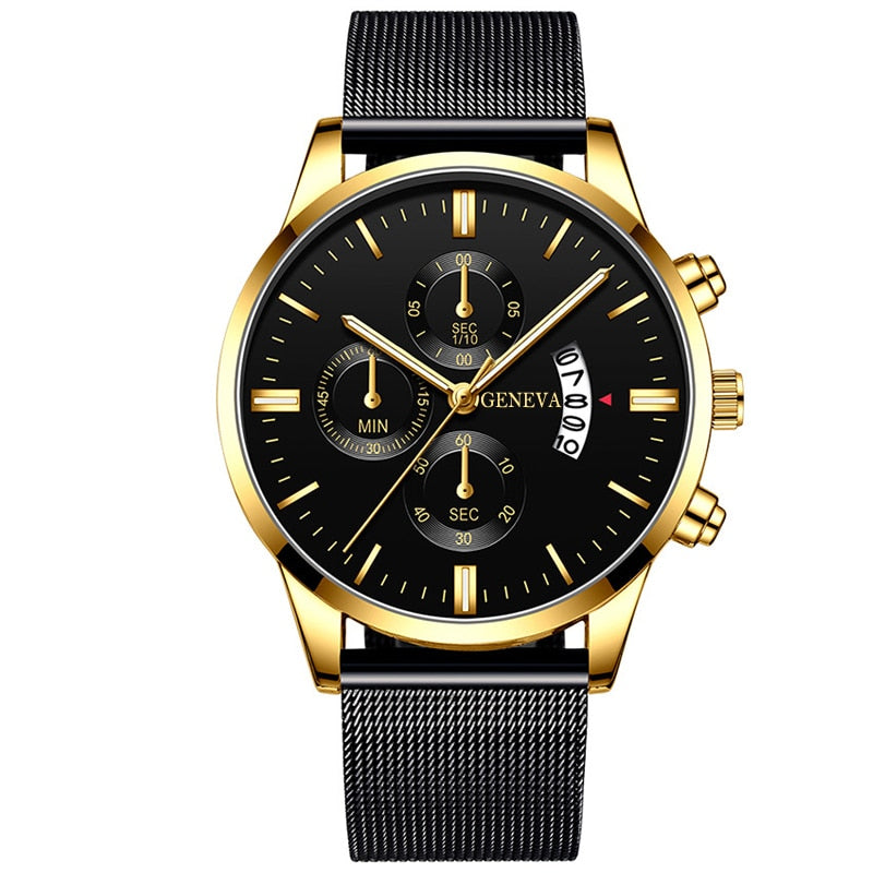 Men's Stainless Steel Mesh Belt Analog Quartz Watch