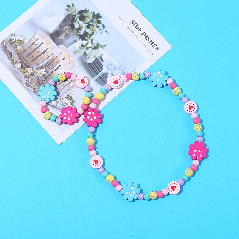 2pcs/Set Fashion Natural Wood Beads Necklace Bracelet