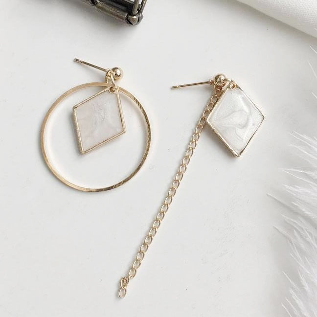 Korean Long Statement Geometric Triangle Tassel Dangle Drop Earrings