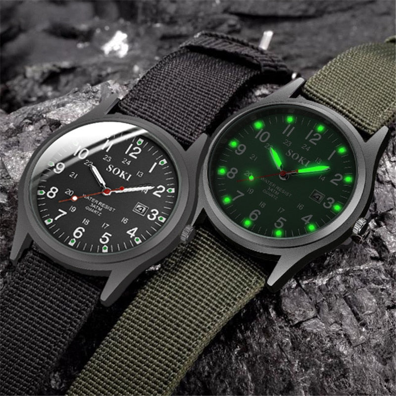 Luminous Luxury Military Quartz Wristwatch Men Casual Nylon Watch