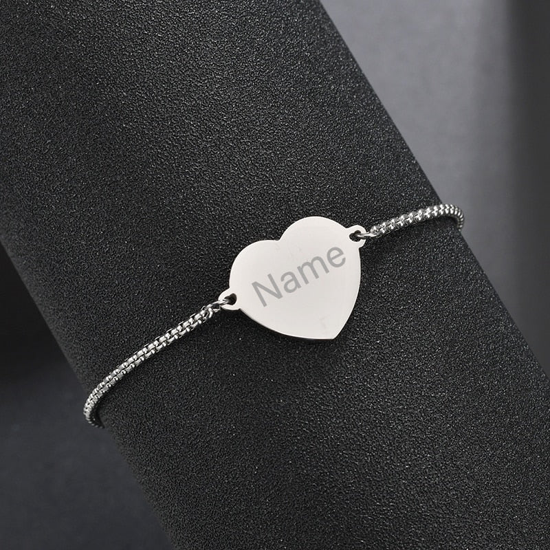 Personalized Stainless Steel Engrave Photo Name Bracelet